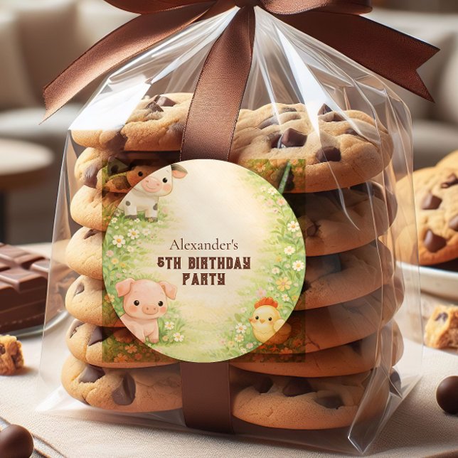 Pegatina Redonda Amigos de la Granja Caprichosa Cumpleaños Infantil (Subido por el creador)