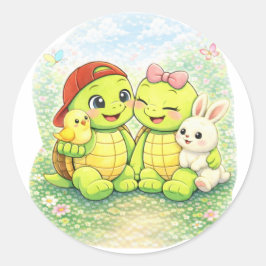 Pegatina Redonda Amigos de primavera