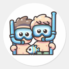 Pegatina Redonda Amigos de Snorkel