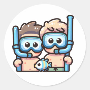 Pegatina Redonda Amigos de Snorkel