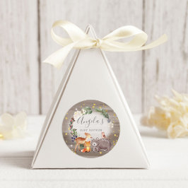 Pegatina Redonda Amigos de Woodland Animal parkle Baby Shower