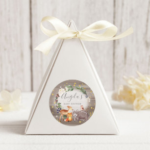 Pegatina Redonda Amigos de Woodland Animal parkle Baby Shower