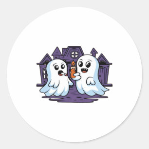 Pegatina Redonda Amigos espeluznantes Camiseta clásica de Spooky Bu