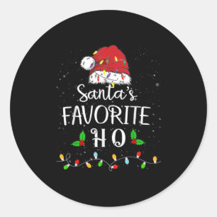 Pegatina Redonda Amigos Favoritos Ho Red Santa Hat Xmas Gracioso Cr