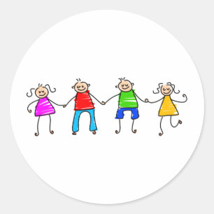 Pegatina Redonda Amigos felices