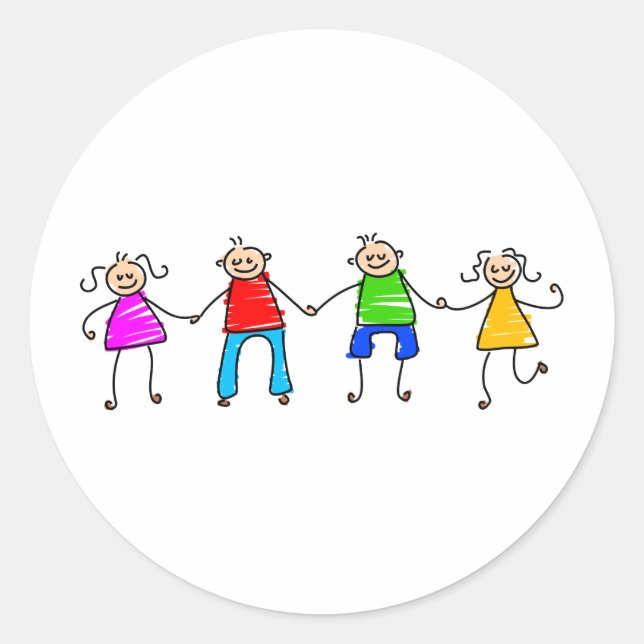 Pegatina Redonda Amigos felices (Anverso)