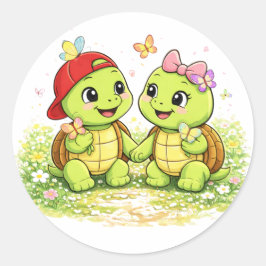 Pegatina Redonda Amigos Mariposa