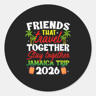 Pegatina Redonda Amigos Que Viajan Juntos Viaje a Jamaica 2026 