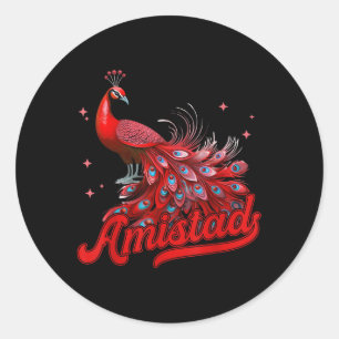 Pegatina Redonda Amistad Casa De Amistad Equipo Red Pea