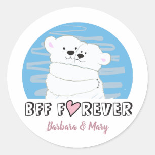 Pegatina Redonda Amistad de osito polar lindo BFF