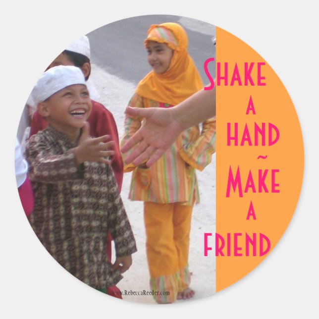 Pegatina Redonda Amistad Mundial (Anverso)