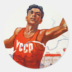 Pegatina Redonda Amistad soviética y deporte