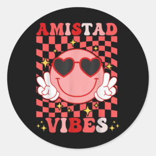 Pegatina Redonda Amistad Vibes Rca Sistema Casa De Amistad Sonrisa