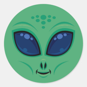Pegatina Redonda Amistosa Personalizado Alien Face