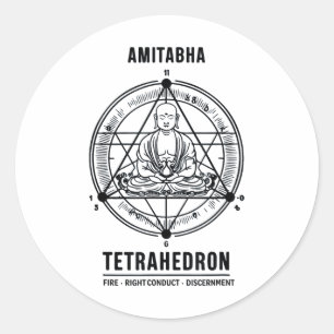 Pegatina Redonda Amitabha Buddha Tetrahedron - Geometría sagrada y