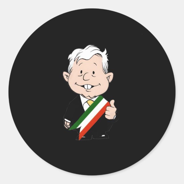 Pegatina Redonda Amlo El Mejor Presidente Del Mundo (Anverso)