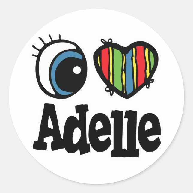 Pegatina Redonda Amo a Adelle (Anverso)
