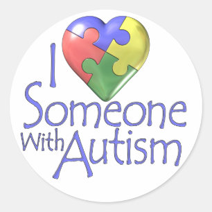 Pegatina Redonda Amo A Alguien Con Autismo