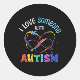 Pegatina Redonda Amo A Alguien Con Autistas Autistas De Autismo Apo