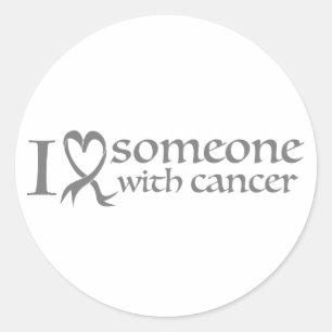 Pegatina Redonda Amo a alguien con cáncer