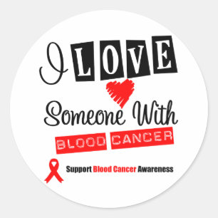 Pegatina Redonda Amo A Alguien Con Cáncer De Sangre