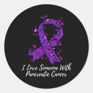 Pegatina Redonda Amo A Alguien Con Conciencia Pancreática Sobre El 
