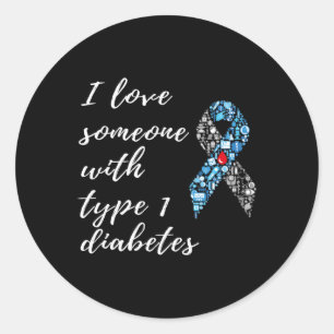 Pegatina Redonda Amo A Alguien Con Conciencia Sobre La Diabetes Tip