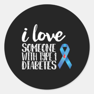 Pegatina Redonda Amo A Alguien Con Conciencia Sobre La Diabetes Tip