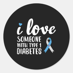 Pegatina Redonda Amo A Alguien Con Conciencia Sobre La Diabetes Tip