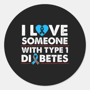 Pegatina Redonda Amo A Alguien Con Diabetes Tipo 1 Para El Tipo 1 D