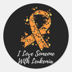 Pegatina Redonda Amo A Alguien Con Leucemia.