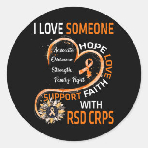 Pegatina Redonda Amo a alguien con RSD CRPS Conciencia Girasol