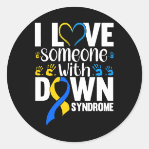 Pegatina Redonda Amo A Alguien Con Síndrome De Down
