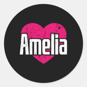Pegatina Redonda Amo A Amelia Nombre I He Amelia