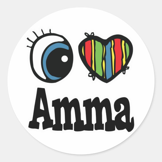 Pegatina Redonda Amo a Amma (Anverso)