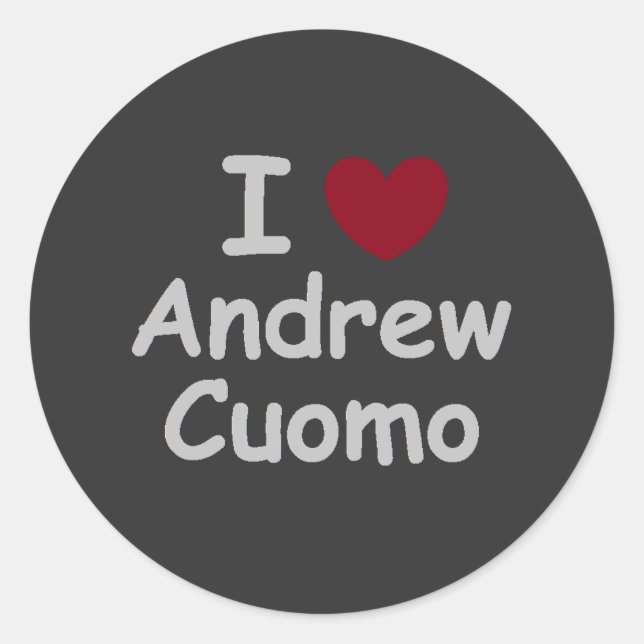 Pegatina Redonda Amo a Andrew Cuomo (Anverso)