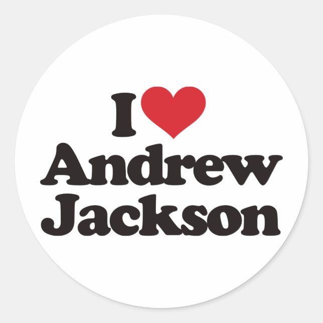 Pegatina Redonda Amo a Andrew Jackson (Anverso)