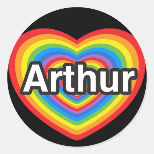 Pegatina Redonda Amo a Arthur. Te amo Arthur. Corazón