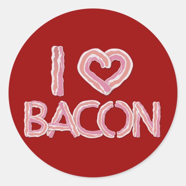 Pegatina Redonda Amo a Bacon (Anverso)