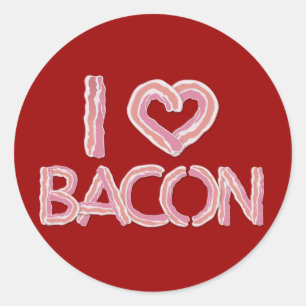 Pegatina Redonda Amo a Bacon