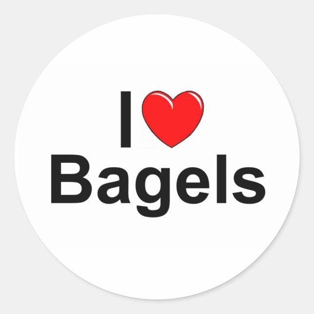 Pegatina Redonda Amo a Bagels (corazón) (Anverso)