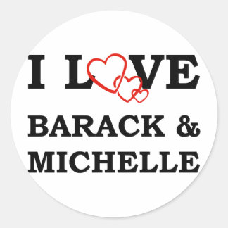 Pegatina Redonda Amo a Barack y Michelle