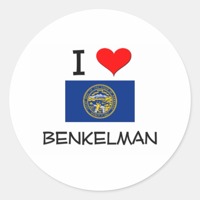 Pegatina Redonda Amo a Benkelman Nebraska (Anverso)