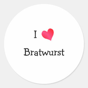 Pegatina Redonda Amo a Bratwurst
