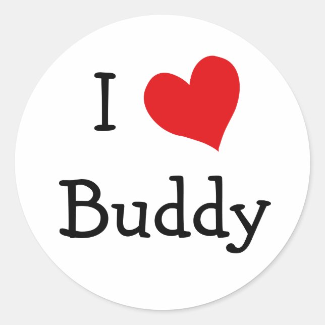 Pegatina Redonda Amo a Buddy (Anverso)