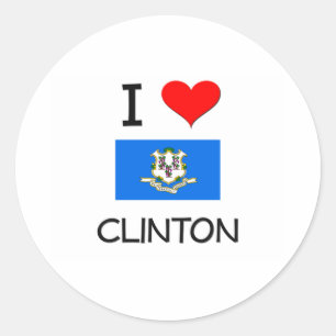 Pegatina Redonda Amo a Clinton Connecticut