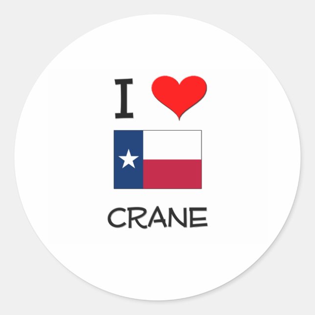 Pegatina Redonda Amo a Crane Texas (Anverso)