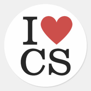 Pegatina Redonda ❤️ Amo a CS - Departamento de Servicio al Cliente 