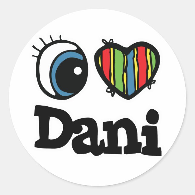 Pegatina Redonda Amo a Dani (Anverso)