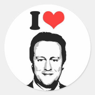 Pegatina Redonda Amo a David Cameron